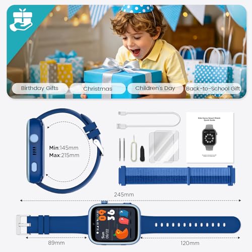 SWGOTA Children's Smartwatch, Children's Smartwatch with 4G Video Call/GPS, Voice Chat/School Mode/Whatsapp/WiFi/SMS/SOS/Pedometer/5 Sports Modes, IP68 Waterproof Gift for Girls Boys, Blue