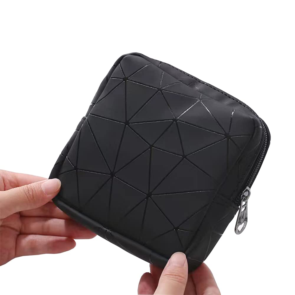 2PCS Sanitary Napkin Storage Bags, Sanitary Pouch, Portable Sanitary Napkin Pads Storage Case, Feminine Menstruation Period Bag, Menstrual Cup Pouch with Zipper for Teen Girls Women Ladies - Black