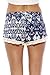 Just Love High Waisted Women Shorts - Summer Pom Pom Beach Shorts,Blue/Cream Floral Chevron,X-Large,Blue/Cream Floral Chevron,X-Large