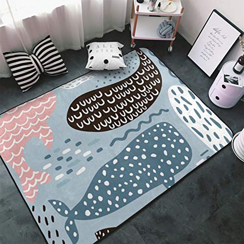 Seal Whale Octopus Fish Modern Casual Area Rugs for Living Room Bedroom Carpet Thick Soft Large Flannel Mats Easy to Clean Stain 60 X 39 Inches
