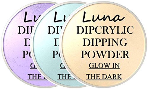 SHEBA NAILS Glow In The Dark Dipcrylic Dip Dipping Powder - 3 pc Trio Set Cosmos, Blue Moon, Star Gazer 1oz ea