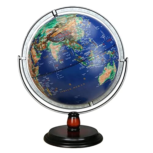 JDXQBLD Illuminated Globe with Wooden Stand World Globe Blue Ocean Globes for Students Adult Geographic Globes Desktop Decoration，30cm with Light a