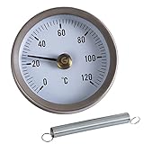 MMdex Pipe Thermometer/Thermo Water Oil Temperature Gauge with Clip-on Spring, 0x2103; - 120x2103; Temp Range, Diameter 63mm / 2.48