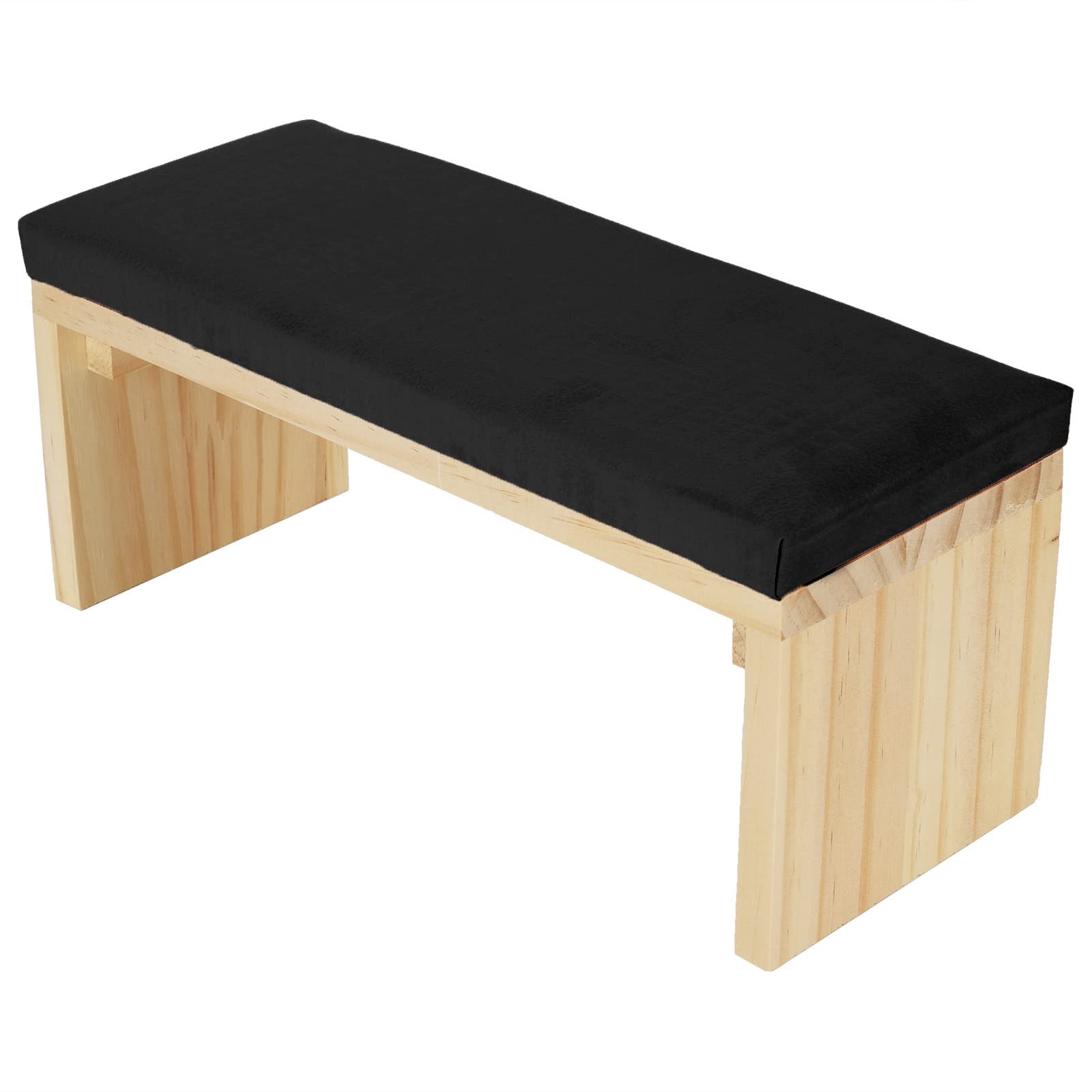 Sonew Nail Art Hand Pillow, Mat Soft PU Leather Wooden Stand Arm Rest Cushion for Nail Salon, Nail Art Stand for Nail Tech Use(black)