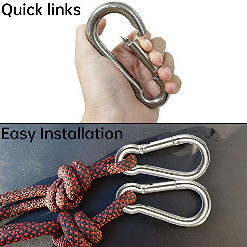 Rtudan 4 Inch Spring Snap Hook Carabiner 304 Stainless Steel Snap