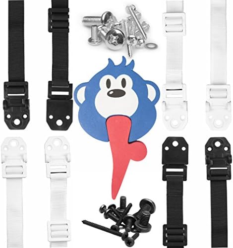 Safety Straps (Set of 8) for Flat Screen TV'S and Furniture + 1 GIFT Door Stopper Included - Best Baby and Children Protection - Have A safe Summer - Heavy-Duty Secure Belts . Easy to Install.