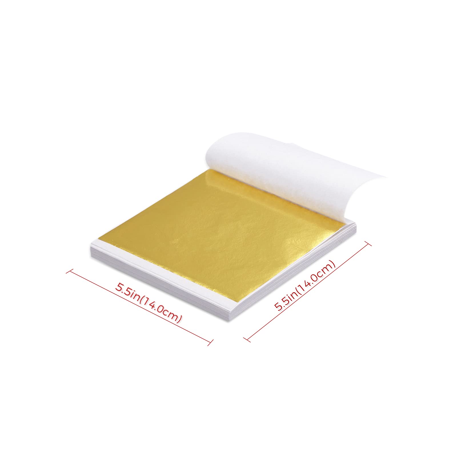 Yuegit 100 Pieces Imitation Gold Leaf Sheets : Gold Foil Sheets for Craft Gilding Art Decoration Home Decoration Paintings and Furnitures 5.5X5.5 Inch (Gold)