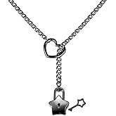 VLIEGEN Heart O-Ring Slip Chain Necklace Punk Rock Stainless Steel Cuban Y-Necklace