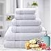 Super Absorbent and Soft Hotel & Spa Quality, 100% Genuine Cotton, 6 Piece Turkish Towel Set for Kitchen and Decorative Bathroom Sets Includes 2 Bath Towels 2 Hand Towels 2 Washcloths, Snow White