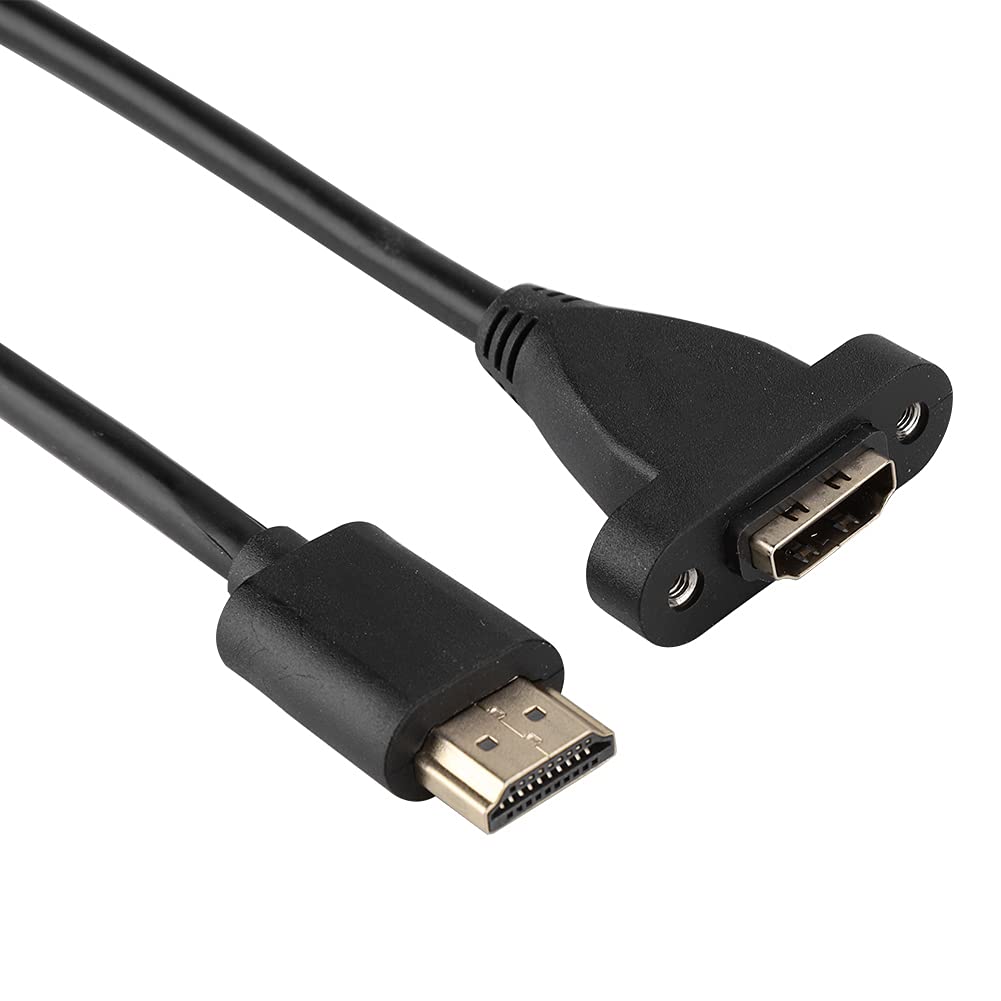 Lazmin HDMI Male to Female Extension, HDMI Male to Female High Speed Screw Panel Mount Extension Cable with Fixing Hole(1.2m)