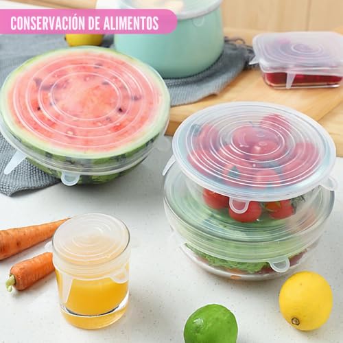 Reusable Silicone Lid 18 Pack - Extendable 6 Different Sizes for Jars, Bowls, Bottles - Food Permanence