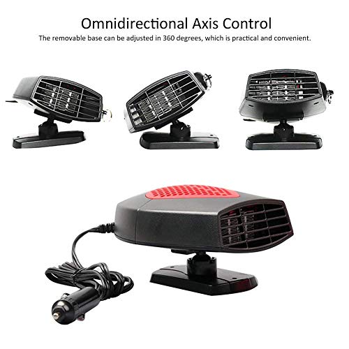 Ferryone Portable Car Heater,Auto Heater Fan,Car Defogger, Fast Heating Quickly Defrosts Defogger 12V 150W Auto Ceramic Heater Fan 3-Outlet Plug in Cig Lighter (Red)