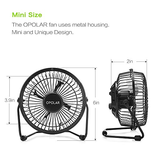 OPOLAR F401 Mini USB Table Desk Personal Fan (Metal Design, Quiet Operation 3.9' USB Cable, High Compatibility), Black Home & Kitchen, Heating, Cooling & Air Quality, Household Fans, Personal Fans