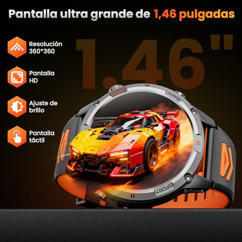Joautrial Men's Military Smart Watch, 1.46" HD GPS Smartwatch with LED Flashlight, Compass, 100+ Sports Modes Smart Watch, Health Monitoring 24/7, Bluetooth Calls