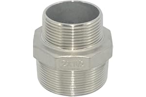 Megairon 2" x 1-1/2" Male Threaded Reducing Nipple Fitting/Adapter,Stainless Steel SS304 NPT Pipe Hex Reducer