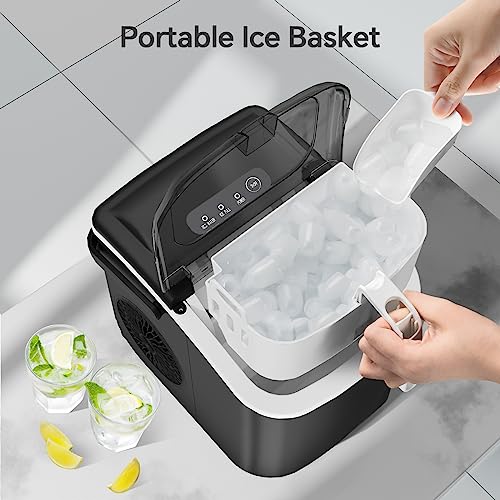 Crzoe Countertop Ice Maker Machine,Portable Ice Maker with Handle,26Lbs