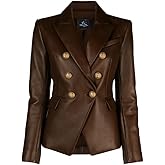 SID Genuine Lambskin Leather Black Women’s Single Button Blazer with Full Sleeves Suit Style for Office Wear