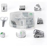 LD Products Clear Mini Office Supply Kit Portable Case with Scissors, Paper Clips, Tape Dispenser, Pencil Sharpener, Stapler &amp; Staple Remover