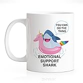 RZHV You Can Do The Thing 11 Oz Novelty Mug, Funny Emotional Support Shark Ceramic Mug, Office & Mental Health Gifts, Inspirational Friend Gift