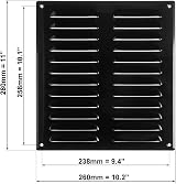 EUROPLAST 260x280mm Black Metal Air Vent Grille Cover with Insect Mesh view 2