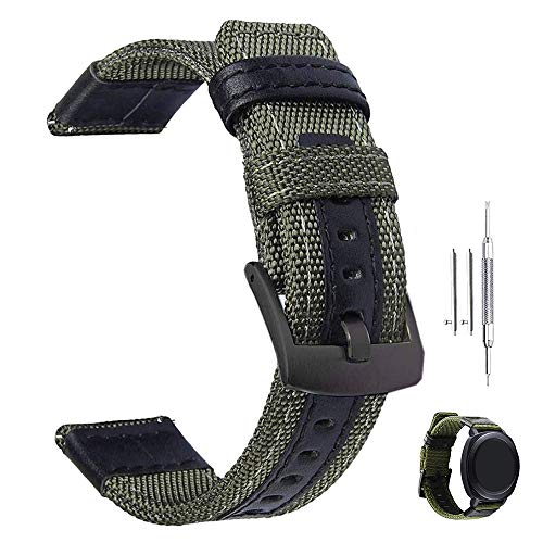 Premium Nylon NATO Canvas Fabric Replacement Watch Bands Canvas Watch Band Military Army Men Women - 22mm Green