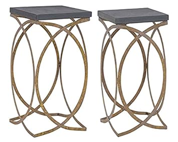 Amazon Com Linon Faux Concrete Top Nesting Table Set In
