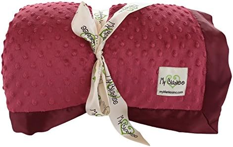 My Blankee Minky Dot Super King Blanket with Flat Satin Border, Burgundy, 114'' X 94''