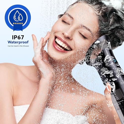 Upgraded Electric Ear Wax Removal Kit - Water Temperature Sensor & One-Piece Waste Tank - Ear Wax Cleaner with 4 Modes IPX7 Ear Irrigation Flushing System with 10 Tips