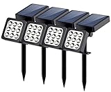 Solar Lights 2-in-1 Waterproof 9 LED Solar Spotlight Outdoor Adjustable Wall Light Landscape Light Security Lighting Dark Sensing Auto On/Off for Patio Deck Yard Garden Driveway Pool, 4 Pack