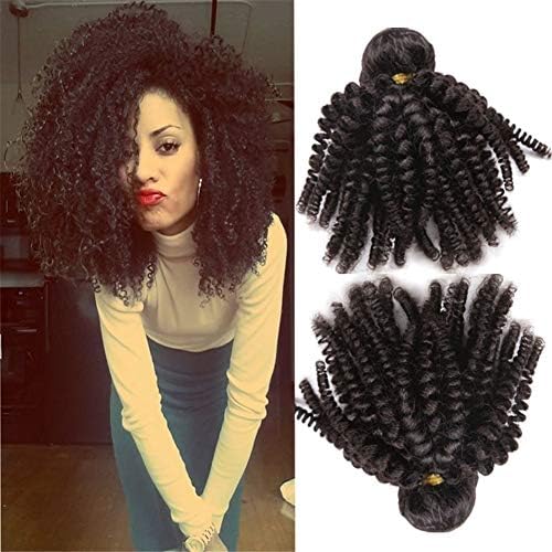 Funmi Human Hair Weft Afro Kinky Curly Hair Weave 100% Unprocessed 8A Virgin Hair Extensions 1b# Black Color 1 Bundle 100g/PC, 12"