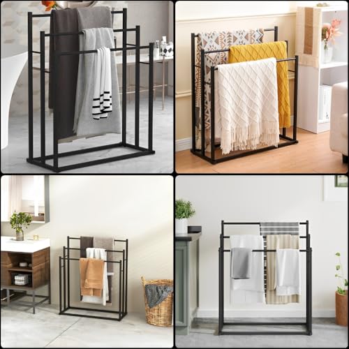 Beauenty Bathroom Towel Rack,3 Tiers Metal Towel Rail Standing,Bath Towel Stands,Freestanding Towel Holder for Bath Storage & Hand Towels,Next to Tub or Shower,Outdoor Pool Towel Racks