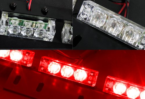 54 Bright Red LED Law Enforcement Flash Strobe Lights Bar for Windshield/Dash/Deck/Grille