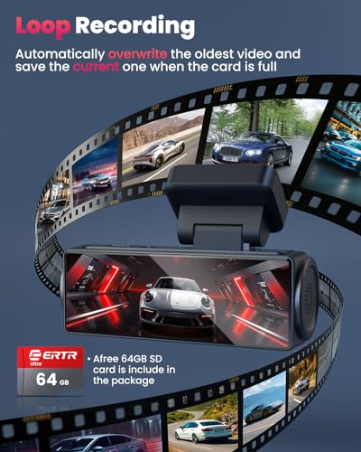 4K Dash Cam Front and Rear, 5GHz WiFi Dashcam with 64GB SD Card,4K+1080P Dual Car Dash Camera, Full HD Dash Cam with APP Control, G-Sensor, WDR, Loop Recording Easy Setup