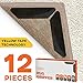 12pc Premium Large Size Anti Curling Carpet Tape Rug Gripper – Will Keep Rug in Place & Keep Corners Flat, Advanced with Yellow Capet Tape, Double Sided, Hard Plastic Center, 2X Adhesive, Reusable