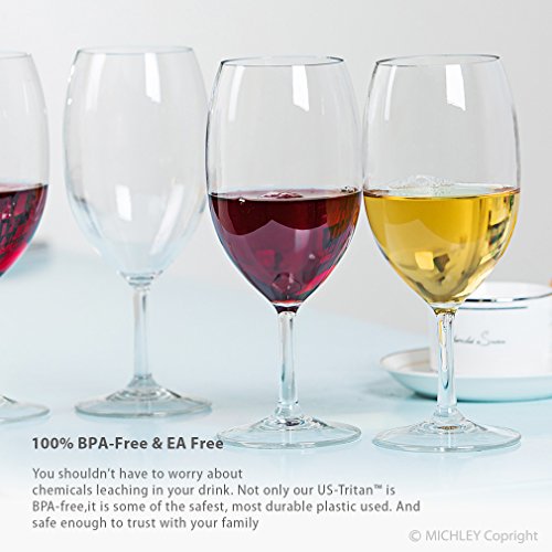 MICHLEY Unbreakable Wine Glasses, 100 Tritan Shatterproof Wine Glasses, BPAfree, Dishwasher