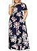 Nemidor Women Short Sleeve Loose Plain Casual Plus Size Long Maxi Dress with Pockets (143+NavyPrint, 20W)