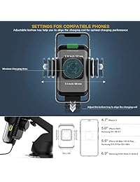 ZeeHoo cargador de coche inalámbrico, 10 W Qi de carga rápida con sujeción automática para coche, soporte de teléfono para rejilla de ventilación de parabrisas compatible con iPhone Xs MAX XS XR X 8 8+, Samsung S10 S10+ S9 S9+ S8 S8+