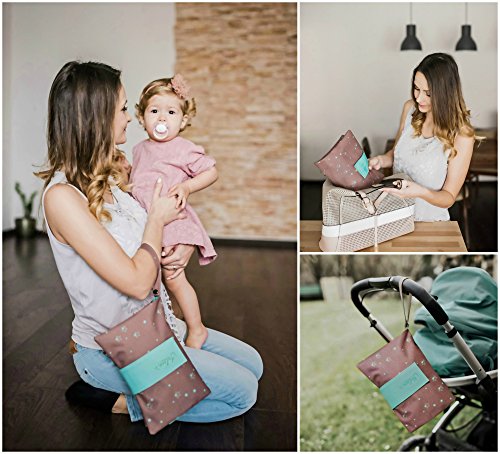 Yoleen's Portable Diaper Changing Station: Stylish Diaper Clutch with Extra Large Full Body Changing Pad suitable for Newborns and Toddlers + Drawstring Pacifier Bag+ eBook