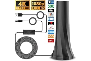 KOTISIG TV Antenna,TV Antenna Indoor,TV Digital HD Indoor,TV Antenna for Local Channels,Support 4K 1080p TV Antenna for Smart TV and All Older TV's Antenna with Signal Booster and 16FT Coax HDTV Cable
