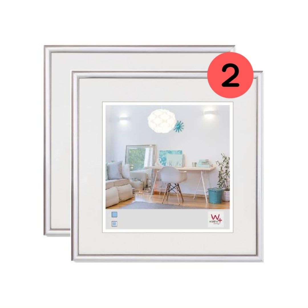 walther Design Picture Frame Silver 30 x 30 cm Twin Pack, New Lifestyle Plastic Frame KV330SD
