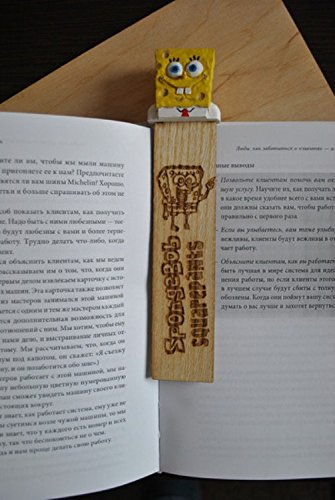 Sponge cartoon hero Handmade Wooden BOOKMARK. Eco - Friendly Product. Original and Cool Book Supplies. Best Gift for Kids, Women, men - Thumbnail 3