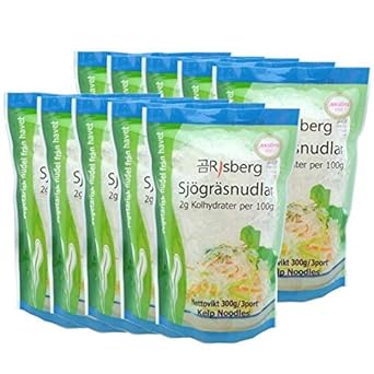 Seegrasnudeln Kelp, Algen Nudeln, Low Carb, Vegetarisch, 10 x 300g