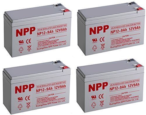 NPPower 12V 9Ah SLA Sealed Lead Acid Battery F1 Style Terminals / 4 Pack