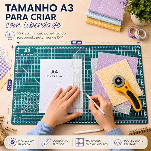 Base de Corte A3 30x45 Patchwork Artesanato Scrapbook Dupla Face