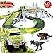 HOMOFY Slot Car Race Track Sets Dinosaur Toys Jurassic World with 142 Pieces Flexible Tracks 2 Dinosaurs,1 Military Vehicles,4 Trees,2 Slopes,1 Double-door and 1 Hanging Bridge for Children's Gift
