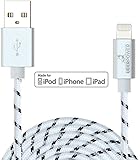 UberPower by NRGized Lightning to USB Cable [Apple MFi Certified] 3ft / 0.9m with Metal Connector Head and Braided Cable for iPhone 6 6Plus 5s 5c 5, iPad Air, Air mini, iPad, and iPod (White/Black)