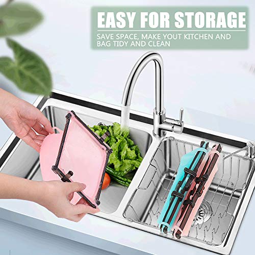 Silicone Reusable Food Storage Bag, 100% Stand-Up, Innovative Leak Proof and Space Saving Design, 3 Packs, Clear/Pink/Sky Blue - Thumbnail 5