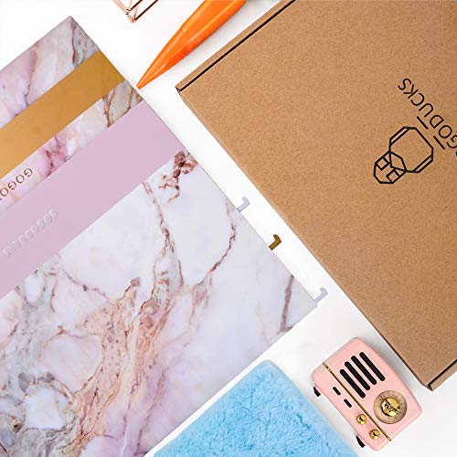 GOGODUCKS Hanging File Folders Letter Size with 1/5-Cut Adjustable Tab Durable Three Unique Marble Design Assorted, 12pcs Per Box