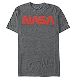 NASA Simply Red Logo Mens Charcoal Heather T-shirt