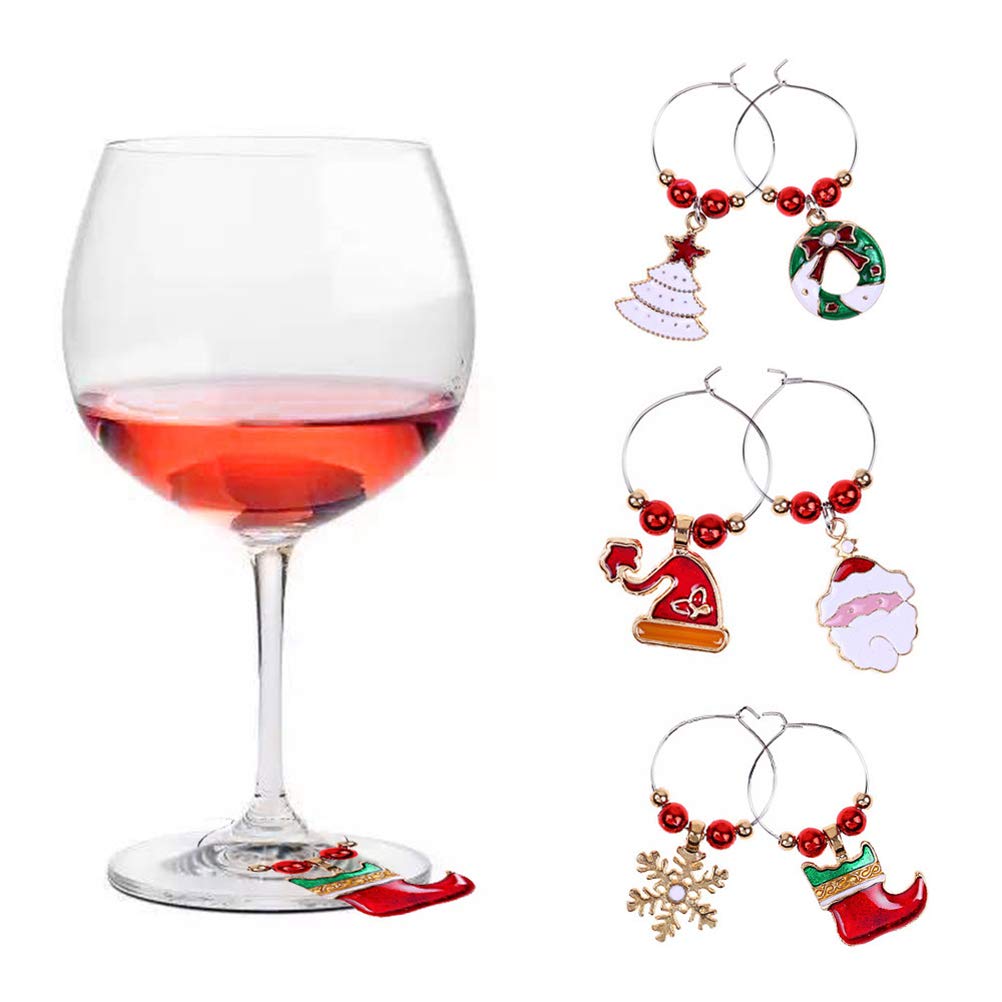 Indicatori Di Vetro Per Vino A Tema Natalizio Indicatori Di Bevande Bomboniere Per Vino Etichette Per Bicchiere Di Vino Barsku Ciondoli Per Bicchiere Di Vino Supporti Per Cartellini Segnaposto Forniture Per Feste